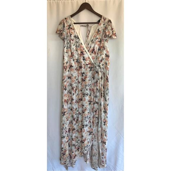Torrid Gauze Walk-Through Maxi Dress Tie-Back Short Sleeve Floral Print Women 3X - Picture 4 of 10